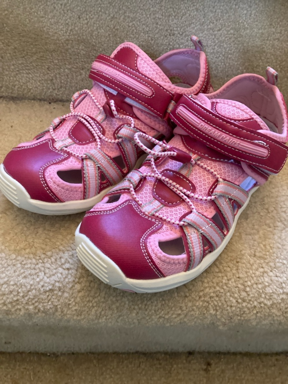 Kids Pink Velcro Sport Sandals